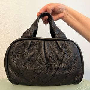 Authentic New Chanel Classic Top Handle Bag Black Leather Silver Hardware